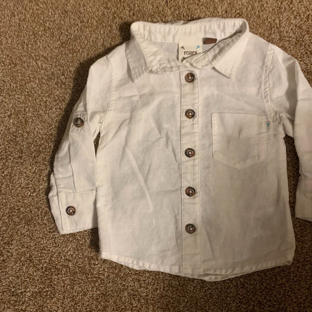 fore!! axel & hudson white lg sleeve linen shirt